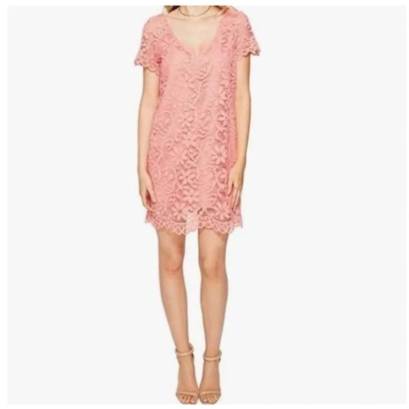 BB Dakota Rene Deep V Neck Lace Shift Dress - Picture 1 of 13